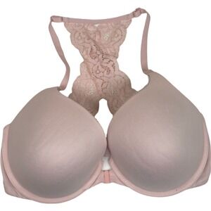 Victorias Secret Body By Victoria Racerback Perfect Shape Bra 34DD Pink Lace